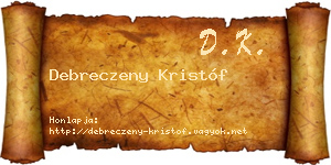 Debreczeny Kristóf névjegykártya