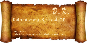 Debreczeny Kristóf névjegykártya